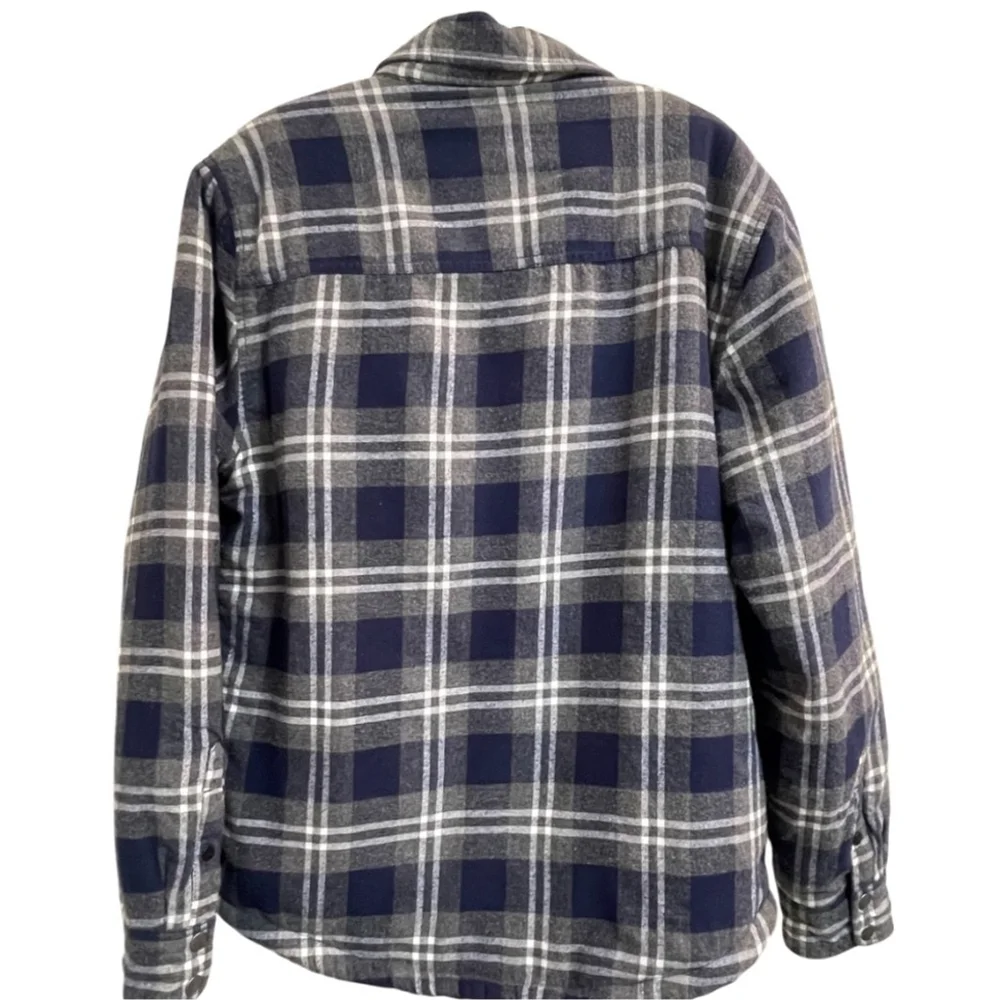 Lucky Brand Sherpa-Lined Plaid Flannel Jacket - Blue and Gray, Size Men’s Large - Picture 3 of 15